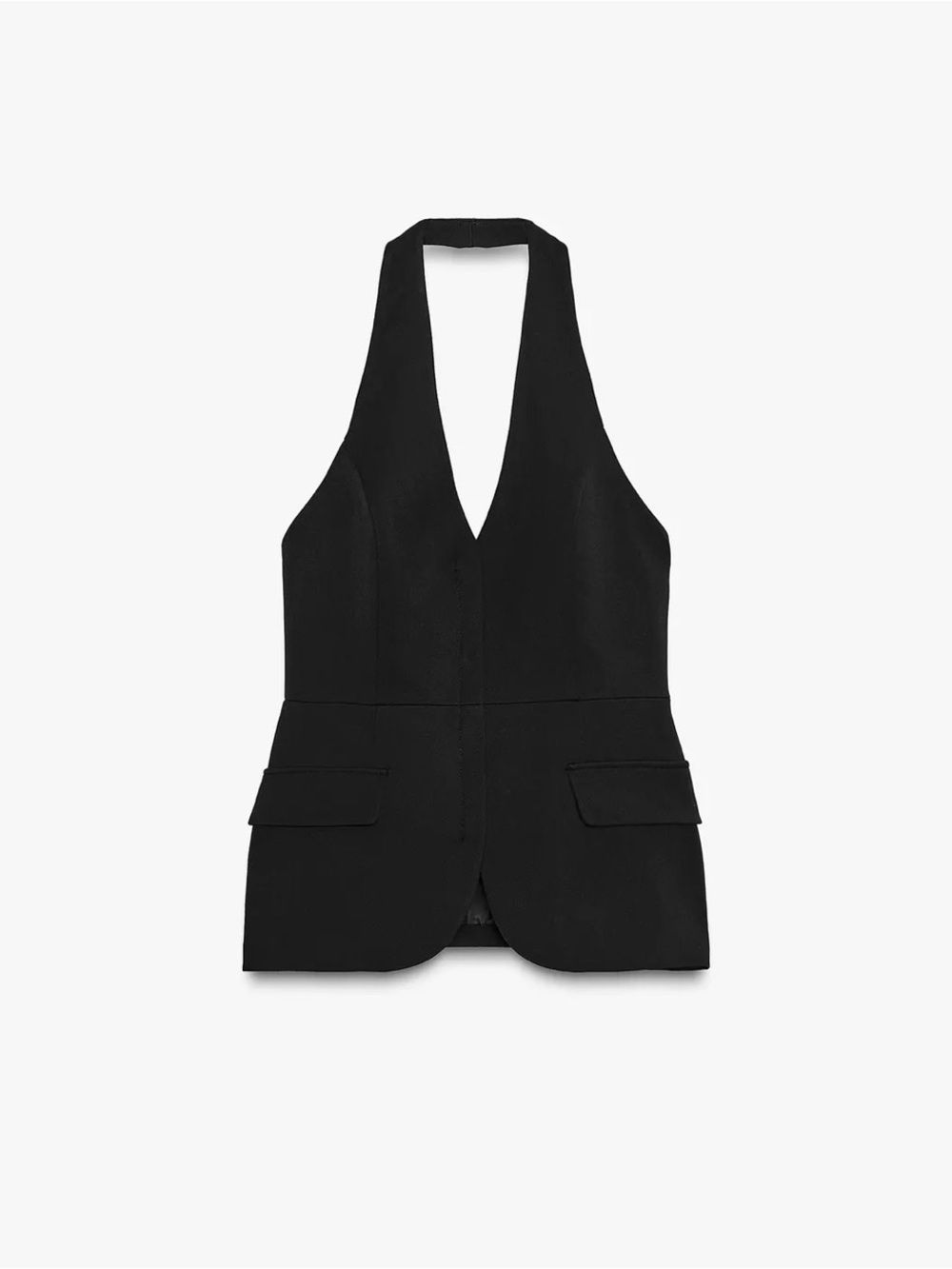 Zara Black Halter Vest with Flaps
